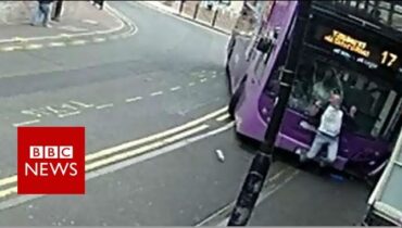 CCTV footage shows man hit by bus in Reading – BBC News