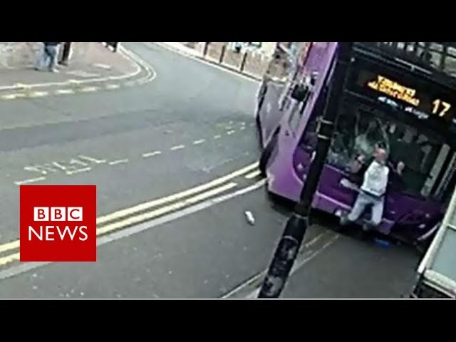 CCTV footage shows man hit by bus in Reading – BBC News
