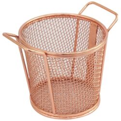 Raj Mini Copper Snack Holder/French Fries Basket Round Double Handle